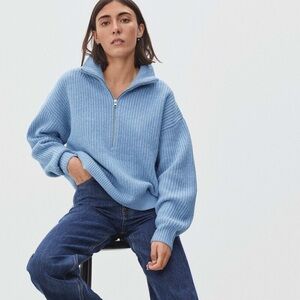Everlane Felted Merino Half-Zip Sweater sz M